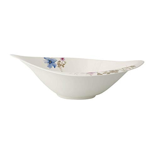 Villeroy & Boch - Marie Flor Gris y Servir Ensalada Ensaladera 36 x 24 cm cuenco de porcelana Premium para guarniciones y ensaladas