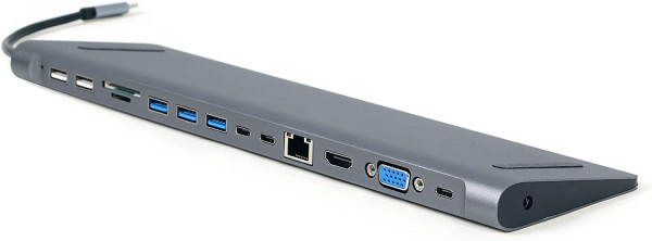 Gembird A-CM-COMBO9-01 USB Type-C 9-in-1 Multiport-Adapter (USB-Hub + HDMI + VGA + PD + Kartenleser