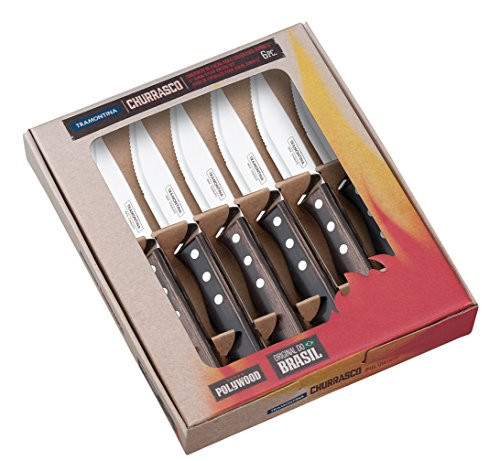 Tramontina 29899-165 Jumbo Steak Knife Set 6 pcs. with brown handles