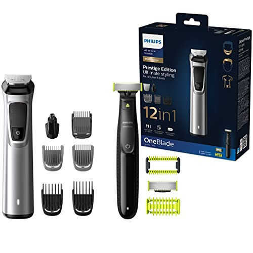 Philips 12-in-1 Premium trim set MG9710 hair and body - Bartrimmer hair trimmer 90 with Multigroom & ONE blade - Styling for face