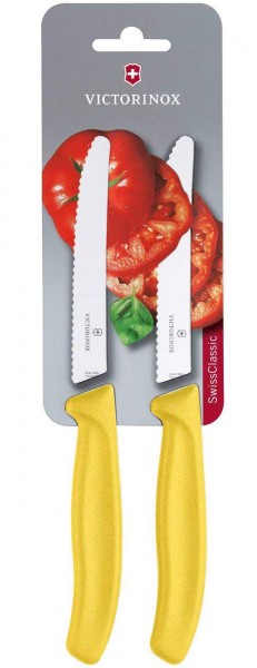 Victorinox set 2 couteaux tomate en dents de scie blister jaune