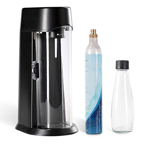 Levivo Soda WATER incl. 0,6l glass bottle and CO2 cylinders for 60l sparkling water does away with boxes hauling Black suitable for 60l CO2 cylinder and the big 120l CO2 cylinder