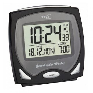 TFA 60.2541.01 radio alarm clock Black alarm times 1 Fluorescent dial (60.2541.01)