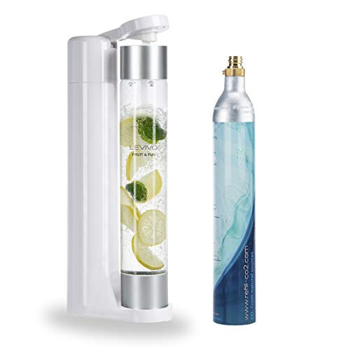 Levivo Soda Fruit & Fun bubbler Slim carbonated water for cocktails and other beverages containing 1 liter Sprudlerflasche and CO2 carbon dioxide cartridge