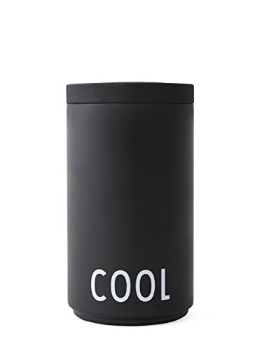 Design Letters cooler & ice bucket black - ice bucket and wine cooler with lid Nordic style for hours cold double-walled stainless steel