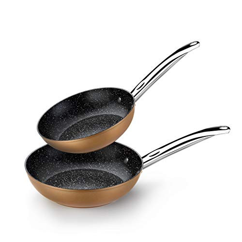 Monix cuivre - Ensemble de 2 casseroles 20-24 cm à effet de cuivre en aluminium forgé