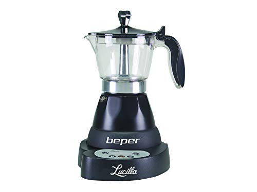 Beper - Lucilla Kaffeemaschine aus Aluminium für 3 Tassen Timer programmierbar bis 24 Stunden zuvor