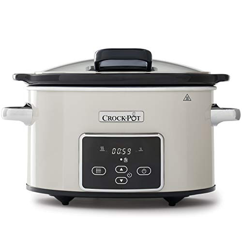 Crock-Pot mijoteuse numérique mijoteuse avec couvercle à charnière 3,5 litres 3-4 personnes champignons et chrome CSC060X de cuisson réglable