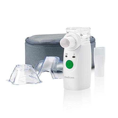 Medisana IN 525 portable inhaler for traveling with colds or asthma with extra accessories ultrasonic nebulizer with mouthpiece and mask for adults and children