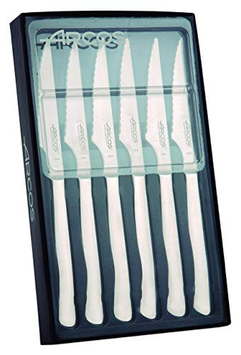 Arcos Table knives - Steak Knife Set 6 pieces 6 knives Monoblock of one piece of stainless steel 110 mm Color Silver