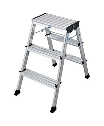 Krause 130068 folding steps 2 x 3 steps aluminum with roll-stop system