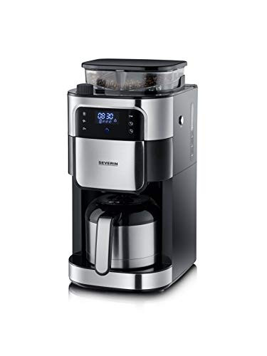 SEVERIN KA 4814 machine à café avec broyeur en acier inoxydable et thermos 1000 W fine jusqu'à 8 tasses de meulage et sélectionnables individuellement égouttage