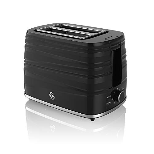 Swan Symphony 2 slices toaster glossy and matte finish 930 watts - Black